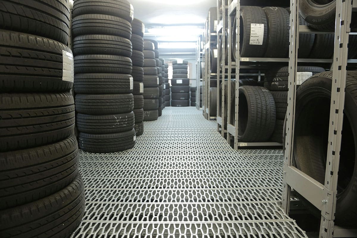 Stacks of tires, which could lead to a Michelin manufacturing workplace injury
