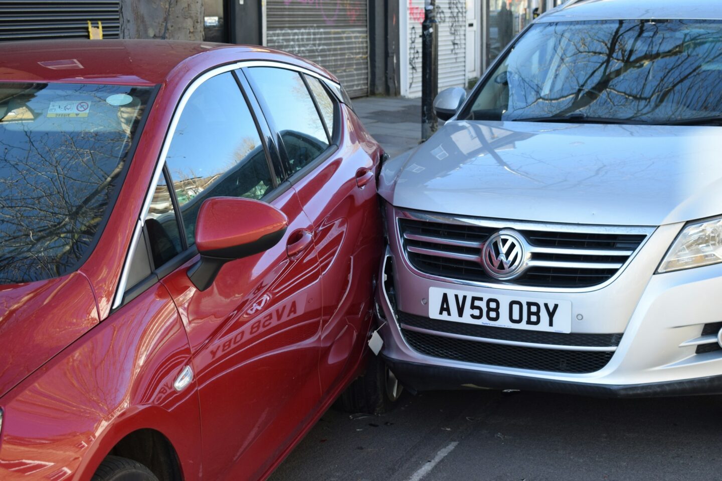 The gray vehicle of someone seeking medical care after a car accident