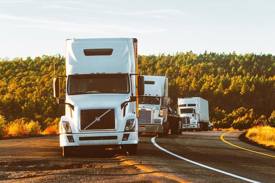 A group of semi-trucks