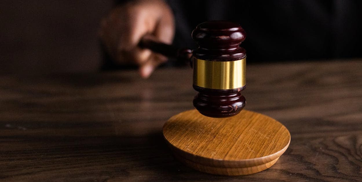 A judge using a gavel