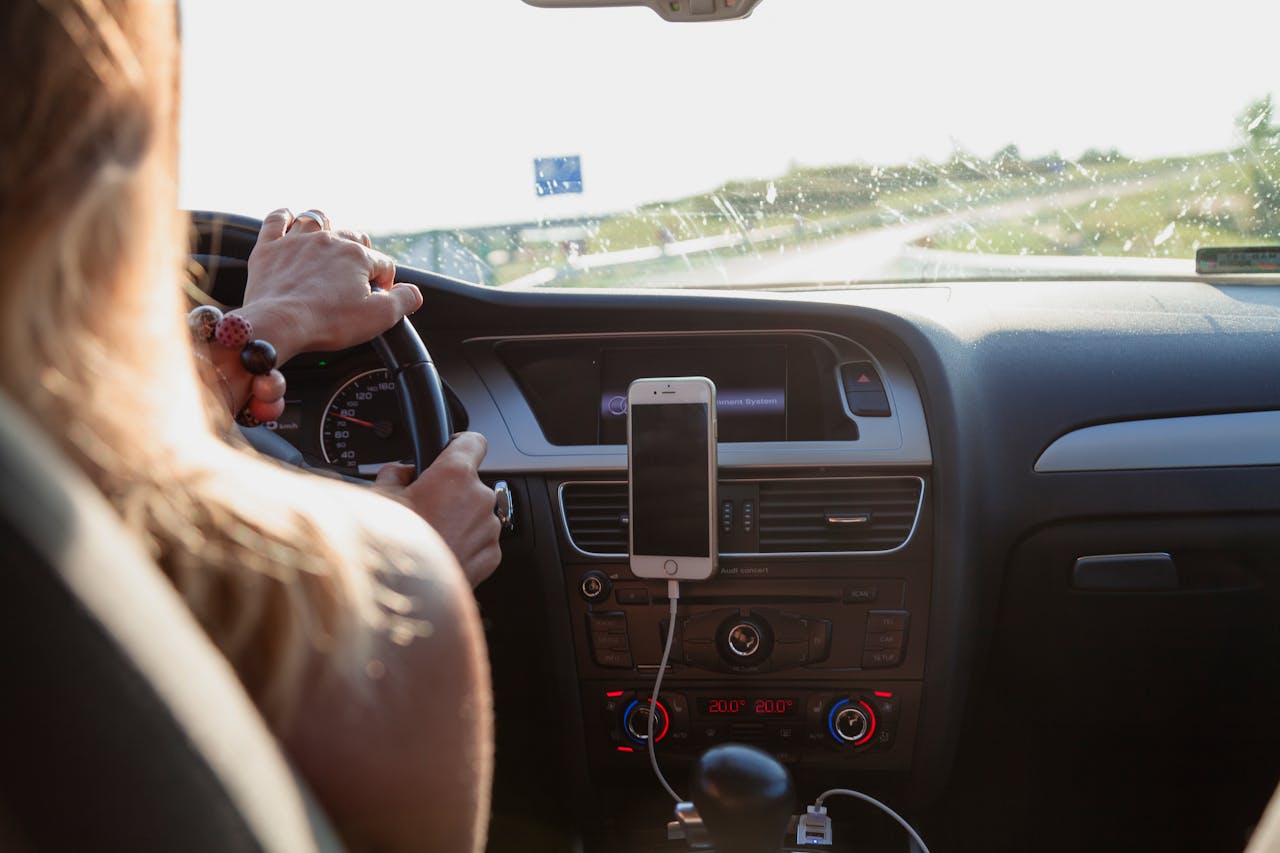 A person having a hands-free conversation while driving about a car accident case in Dorchester County, SC
