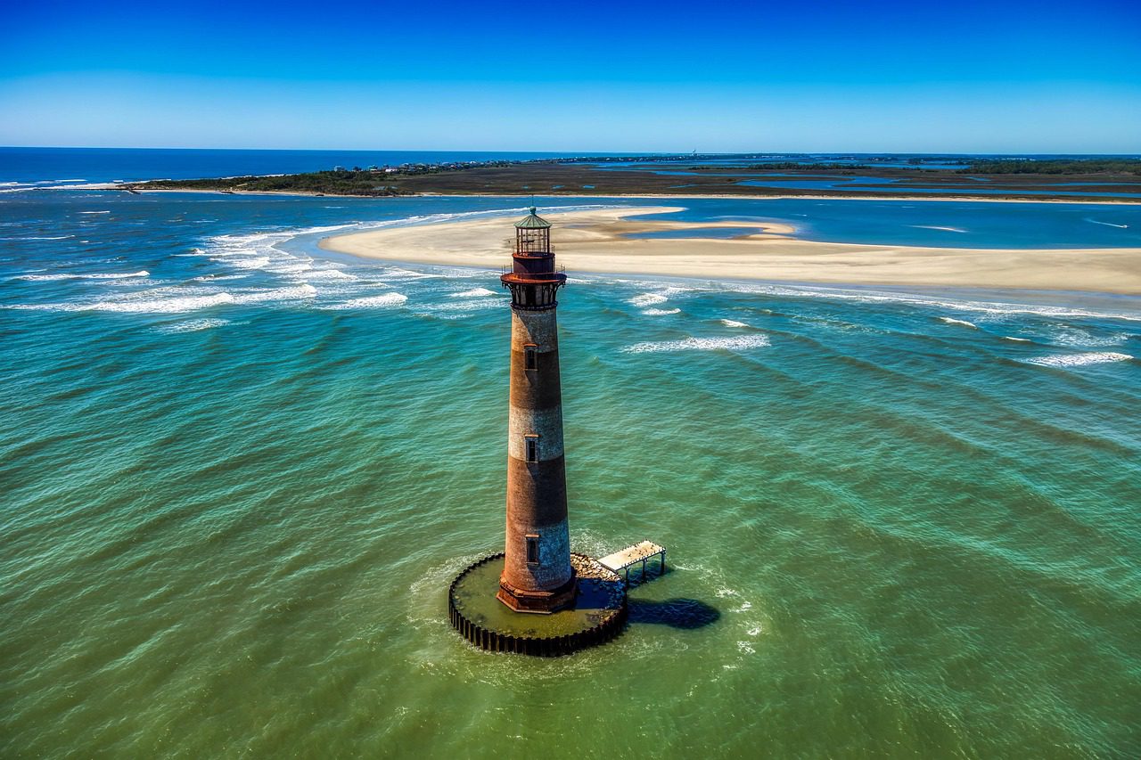 An aerial view of a lighthouse in South Carolina