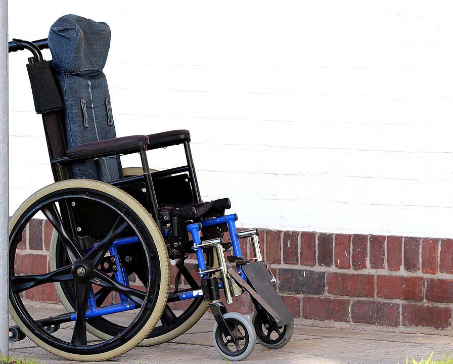 A wheelchair used as evidence in a Bamberg workers’ comp case.