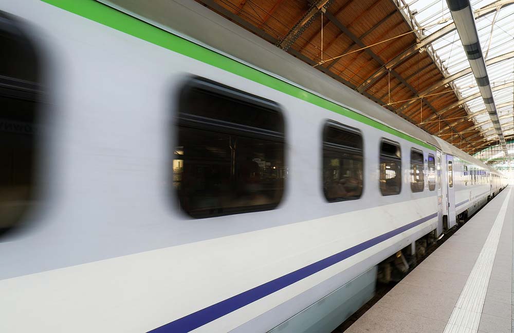 A fast-moving train, which could be the basis of a train accident case