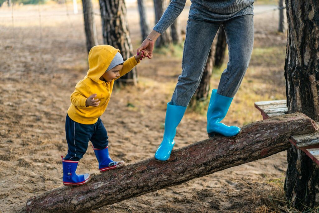 A child walking up a wooden ramp, which can be the basis for a daycare negligence case in West Columbia