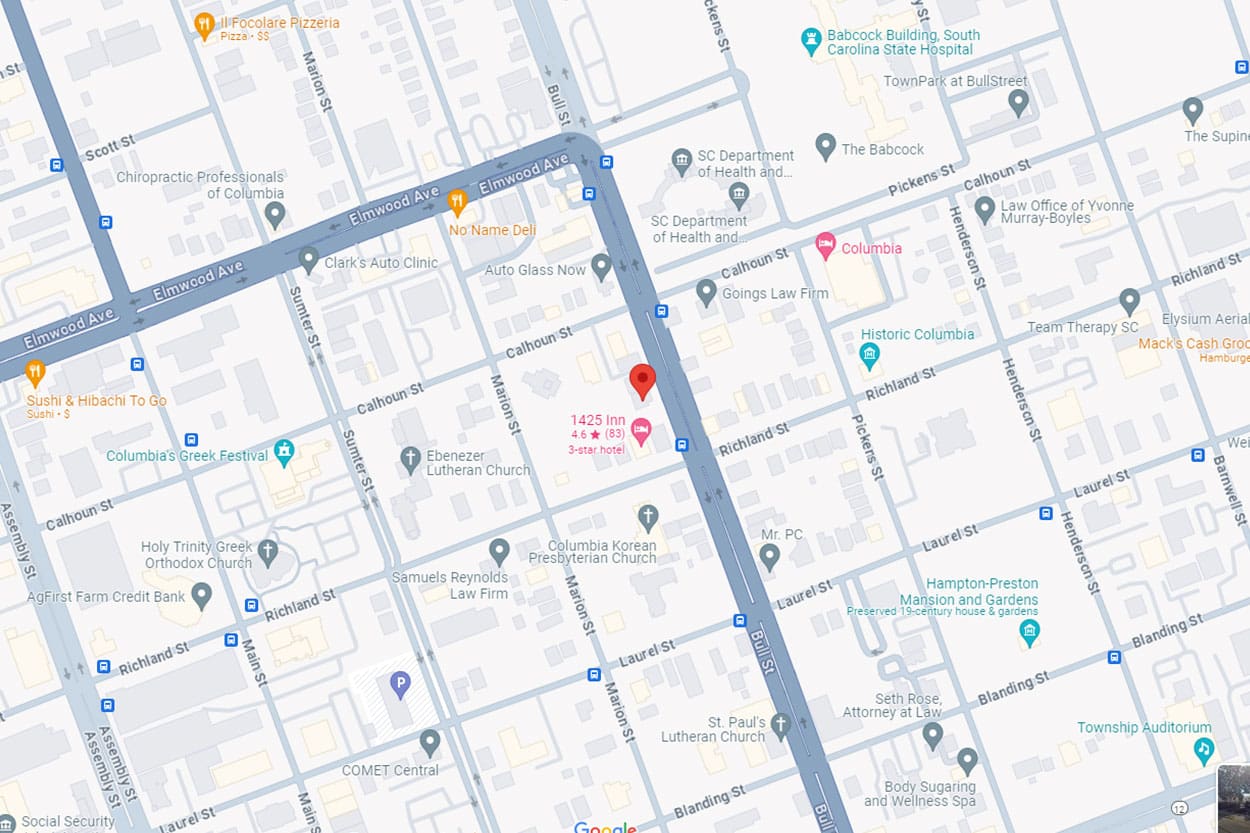 A Google Maps screenshot of a law firm in Columbia, South Carolina